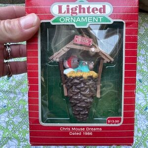 Hallmark Lighted Ornament Chris Mouse Dreams 1986 NEW IN BOX ORIGINAL PACKAGING